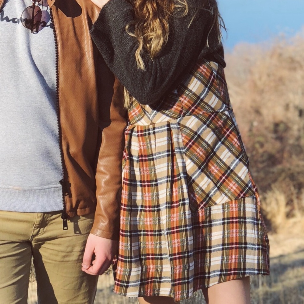 Cottagecore Free People Plaid Overall Dress - Picture 2 of 4